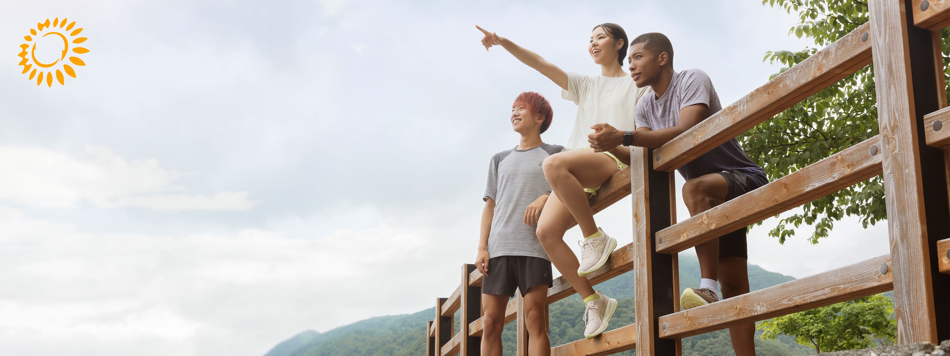 group of runners relaxing