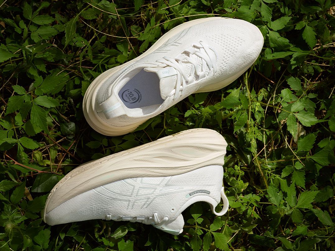 Aerial shot of the Gel-Nimbus™ 26 sitting on a bed of green foliage