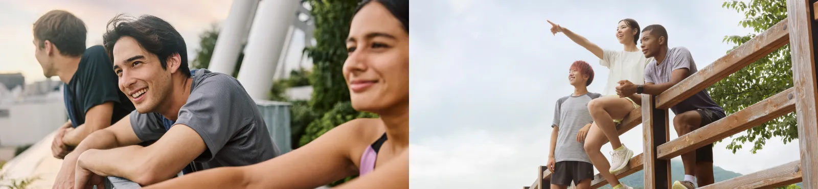 ASICS Models Standing Outside.